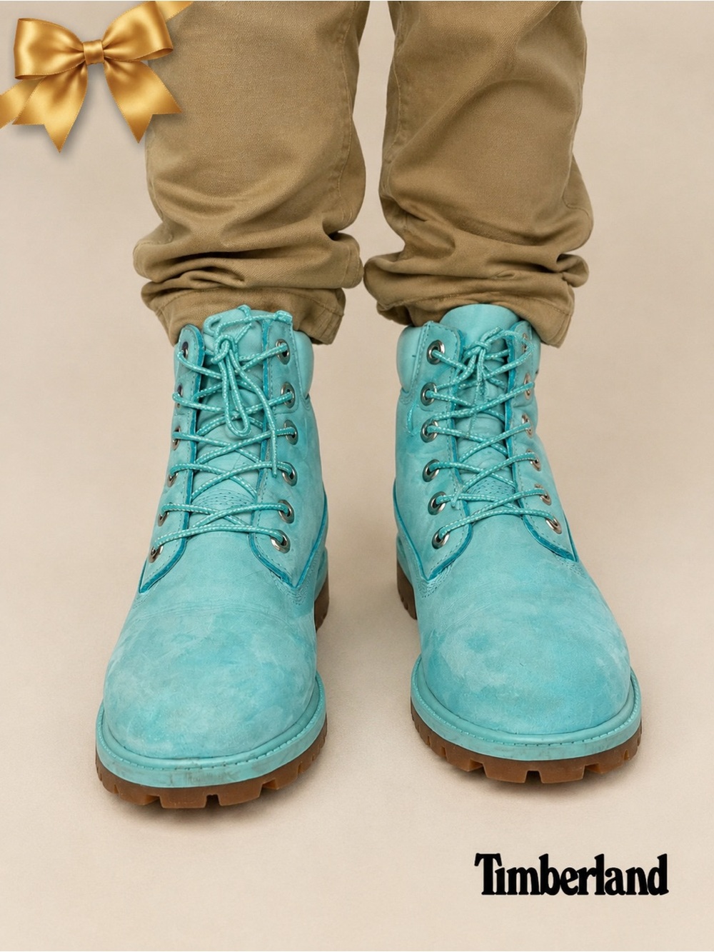 Timberland Premium 6-Inch Waterproof Turquoise Boots Boys 6/Women 7.5